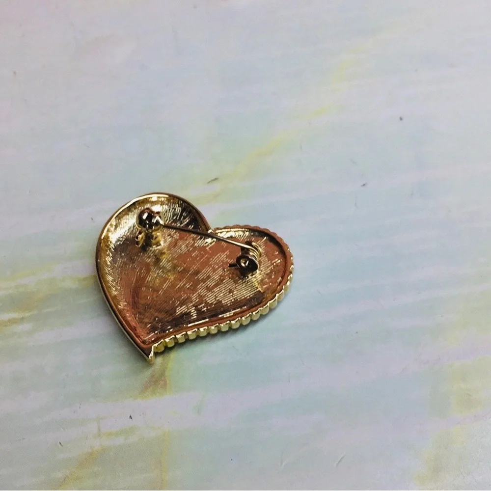 Yellow Mother of Pearl Two Tone Heart-Shaped Brooch